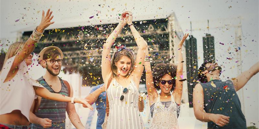 A crowd at a busy festival 