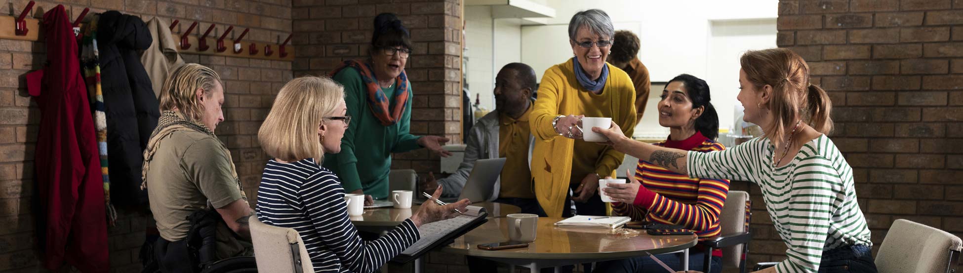 Group of fundraisers having coffee