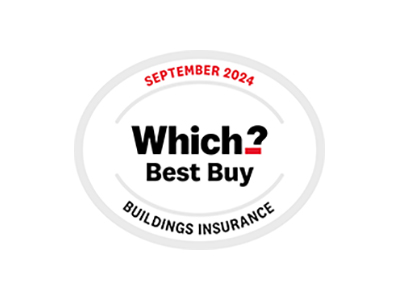 Which? logo with surrounding text reading - Best Buy September 2024 - Buildings insurance