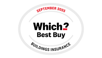 Which? logo with surrounding text reading - Best Buy September 2024 - Buildings insurance