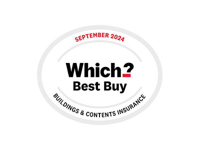 Which? logo with surrounding text reading - Best Buy May 2023 - Buildings and contents insurance